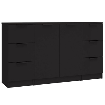 Servante, 3 piese, negru, lemn prelucrat - Img 2