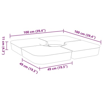 Set bază de umbrelă soare 4 piese pentru suport cruce 100 kg PP - Img 7