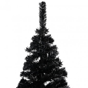 Set brad Crăciun artificial cu LED-uri&globuri negru 210 cm PVC - Img 2