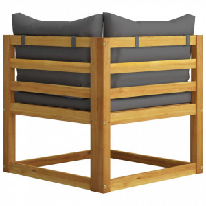 Set canapea 2 piese cu perne gri închis, lemn masiv de acacia - Img 8