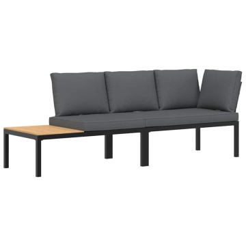 Set canapea de grădină, 2 piese, cu perne, negru, aluminiu - Img 2