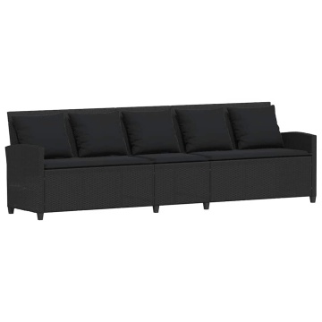Set canapea de grădină 4 piese cu perne, în formă de L negru - Img 6