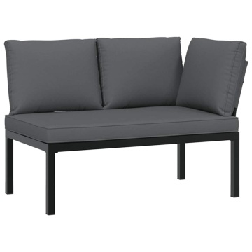 Set canapea de grădină, 5 piese, cu perne, negru, aluminiu - Img 3