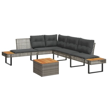 Set canapea de grădină cu perne, 2 piese, poliratan/lemn acacia - Img 1