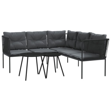 Set canapea de grădină cu perne, negru, oțel și textilenă - Img 2