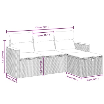 Set canapele de grădină, 4 piese, cu perne, bej, poliratan - Img 4