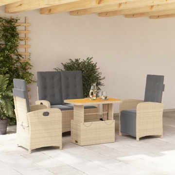 Set canapele de grădină, 4 piese, cu perne, bej, poliratan - Img 1