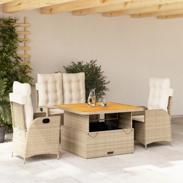 Set canapele de grădină, 4 piese, cu perne, bej, poliratan - Img 1