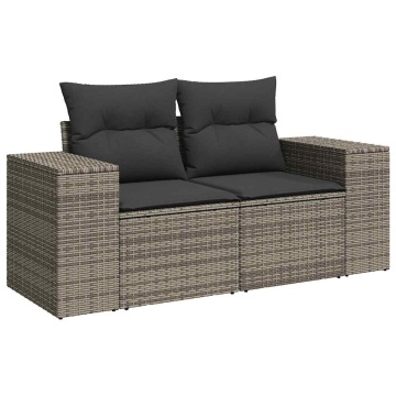 Set canapele de grădină, 7 piese, cu perne, gri, poliratan - Img 3