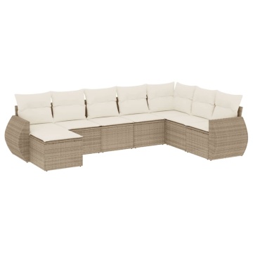 Set canapele de grădină, 8 piese, cu perne, bej, poliratan - Img 2