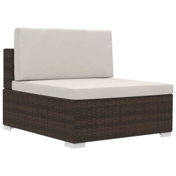 Set canapele de grădină cu perne, 3 piese, maro, poliratan - Img 10