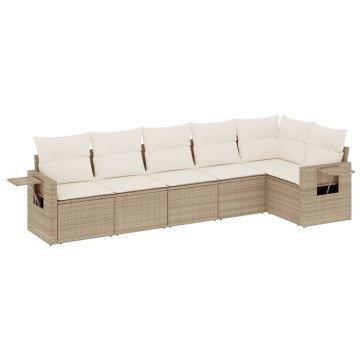 Set canapele de grădină cu perne, 6 piese, bej, poliratan - Img 2