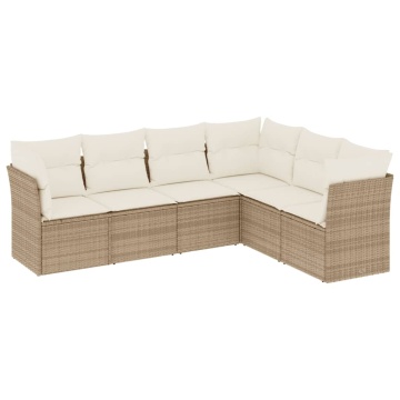 Set canapele de grădină cu perne, 6 piese, bej, poliratan - Img 2