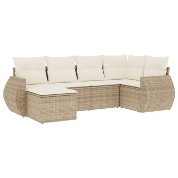 Set canapele de grădină cu perne, 6 piese, bej, poliratan - Img 2