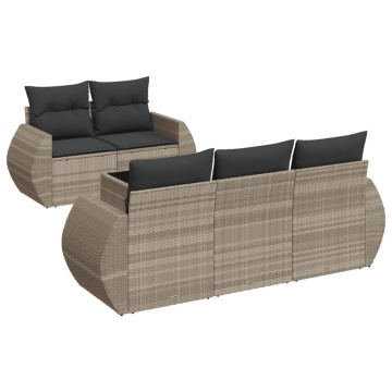 Set canapele de grădină cu perne, 6 piese gri deschis poliratan - Img 2