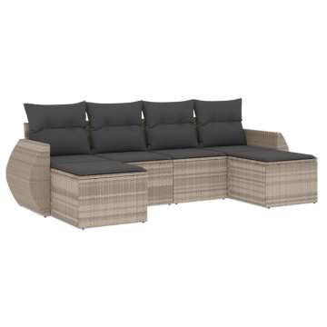 Set canapele de grădină cu perne, 6 piese gri deschis poliratan - Img 2