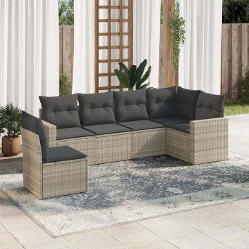 Set canapele de grădină cu perne, 6 piese gri deschis poliratan - Img 1