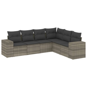 Set canapele de grădină cu perne, 6 piese gri deschis poliratan - Img 2