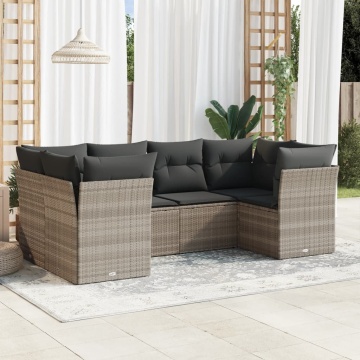 Set canapele de grădină cu perne, 6 piese gri deschis poliratan - Img 1