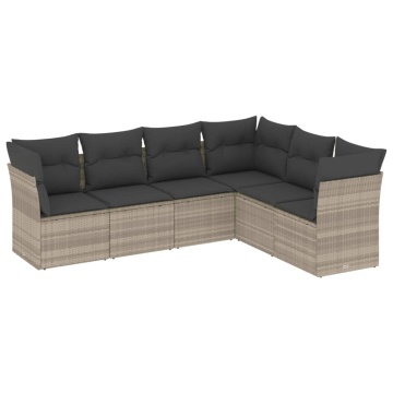 Set canapele de grădină cu perne, 6 piese gri deschis poliratan - Img 2