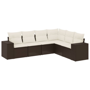 Set canapele de grădină cu perne, 6 piese, maro, poliratan - Img 2