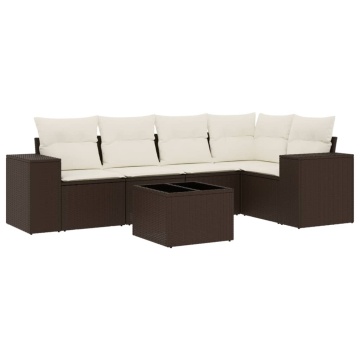 Set canapele de grădină cu perne, 6 piese, maro, poliratan - Img 2