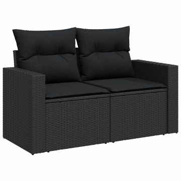 Set canapele de grădină cu perne, 7 piese, negru, poliratan - Img 4