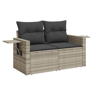 Set canapele de grădină cu perne, 7piese gri deschis poliratan - Img 4