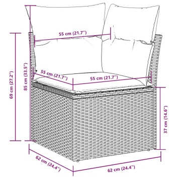 Set canapele de grădină cu perne, 7piese gri deschis poliratan - Img 7