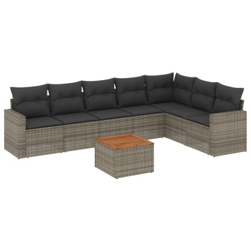 Set canapele de grădină cu perne, 8 piese, gri, poliratan - Img 2