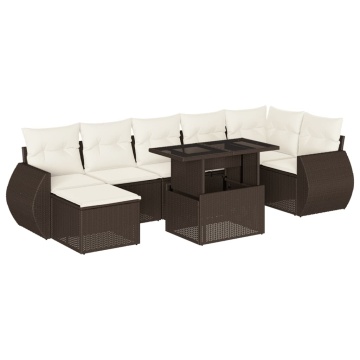 Set canapele de grădină cu perne, 8 piese, maro, poliratan - Img 2