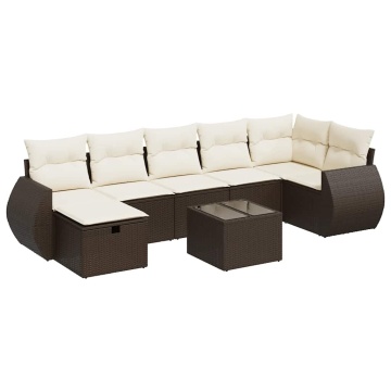 Set canapele de grădină cu perne, 8 piese, maro, poliratan - Img 2