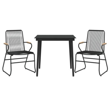 Set cu masă pentru grădină, 3 piese, PVC negru, ratan - Img 3