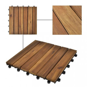 Set dale din lemn de salcâm cu model vertical 30 x 30 cm, 30 buc. - Img 2