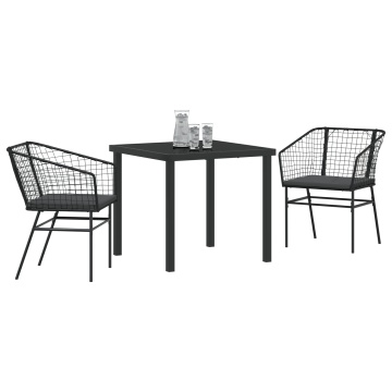 Set de 2 Negru și Gri Închis Rattan PE, Oțel Vopsit Electrostatic - Img 3