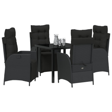Set de 5 piese pentru servirea mesei în grădină din ratan negru - Img 3