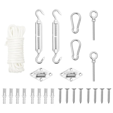 Set de accesorii parasolar, 9 piese, oțel inoxidabil - Img 1