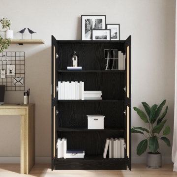Set de biblioteci 2 buc Negru Stejar 165x30,5x150 cm Lemn prelucrat - Img 4