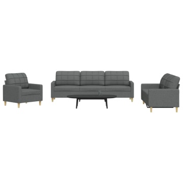 Set de canapele, 3 piese, gri închis, textil - Img 1