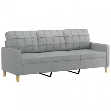 Set de canapele cu perne, 2 piese, gri deschis, textil - Img 4