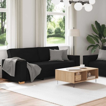Set de canapele cu perne, 2 piese, negru, textil - Img 3