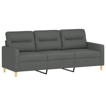 Set de canapele cu perne, 3 piese, gri închis, textil - Img 4