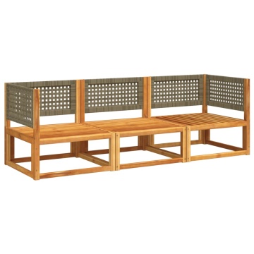 Set de canapele de grădină cu perne, 3 piese, lemn masiv acacia - Img 3
