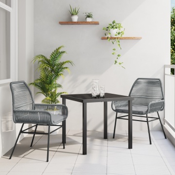 Set de dining de grădină 3 piese cu perne Gri din Ratan PE - Img 1