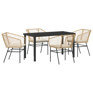 Set de dining de grădină 5 piese cu perne Maro Poliratan - Img 2