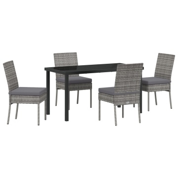 Set de dining de grădină 5 Piese Gri Poliratan - Img 2