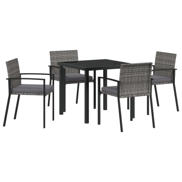 Set de dining de grădină 5 piese Gri Poliratan - Img 2
