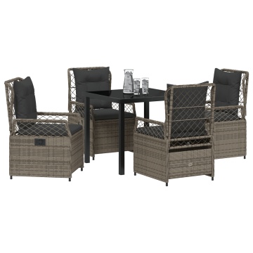 Set de dining de grădină 5 piese gri rattan poli - Img 3