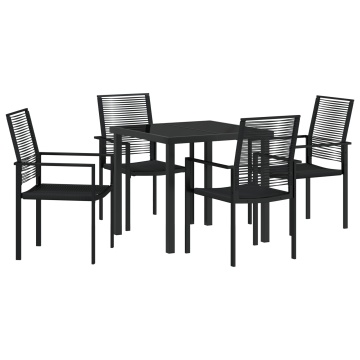 Set de dining de grădină 5 piese Negru Rattan PVC - Img 2