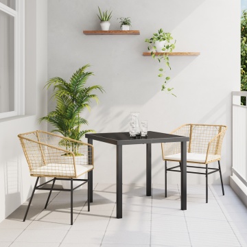 Set de dining de grădină cu 3 piese cu perne, maro, ratan polimer - Img 1